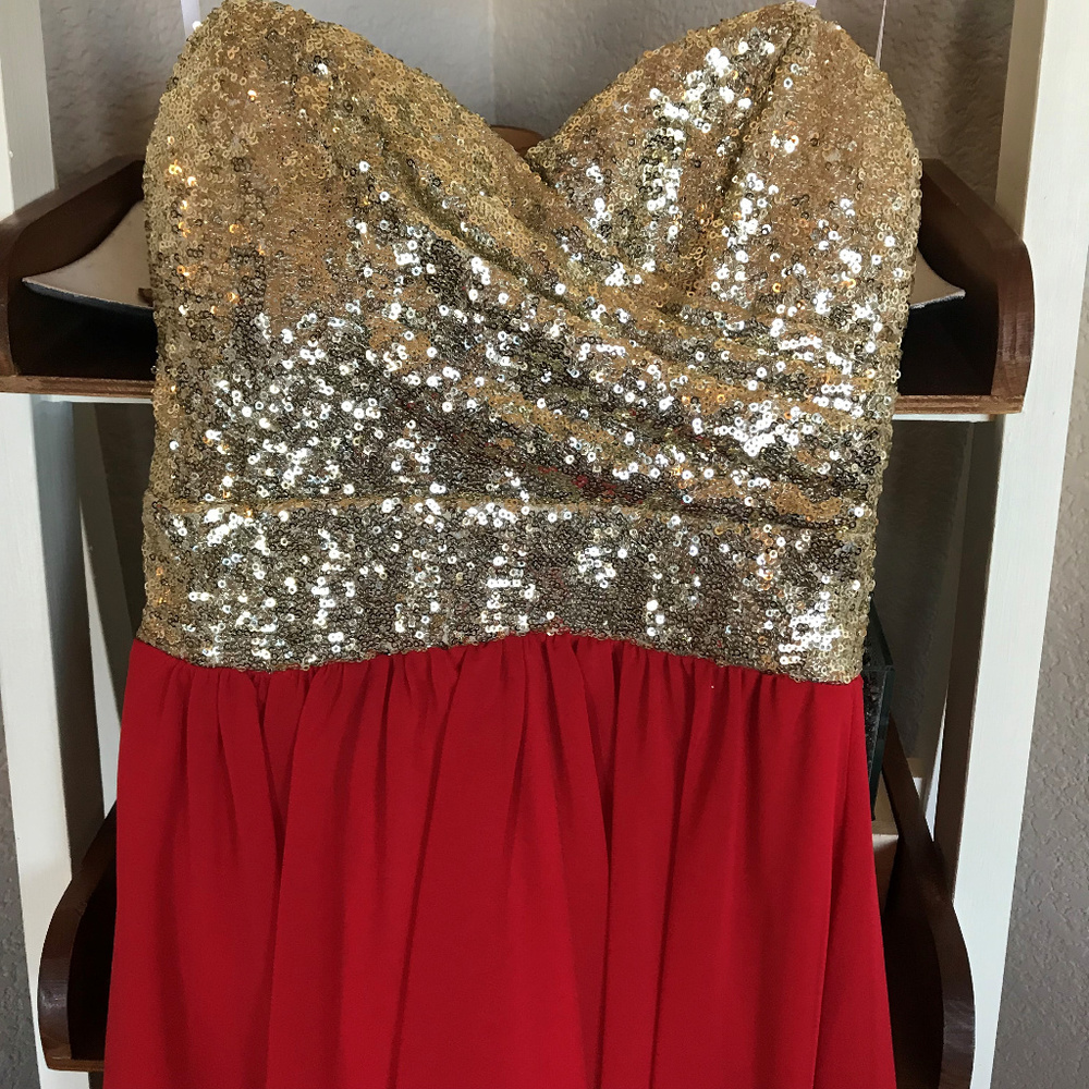 Red and Gold High-Low Prom/Homecoming Dress